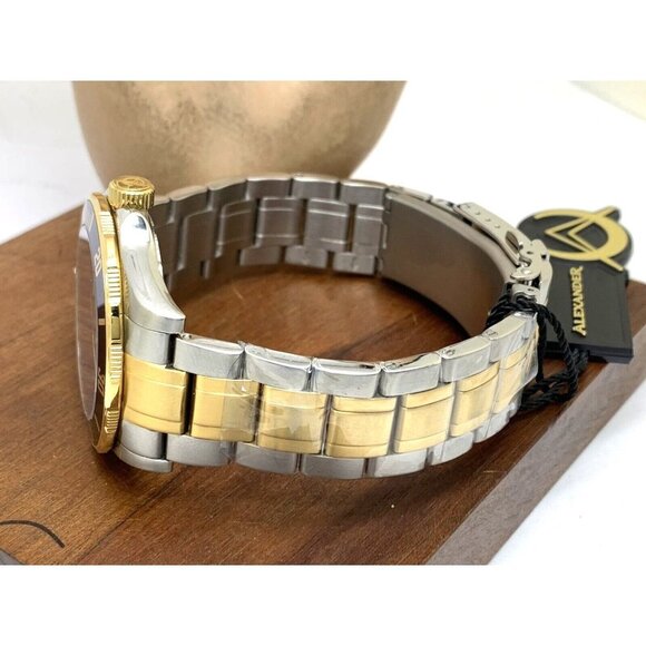 Alexander Men's Watch A501B Swiss Quartz Diver Blue Dial Two Tone Steel 42mm - Picture 10 of 15